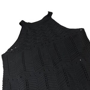 Cupshe Crochet Knit Cover Up Dress Womens XL Black New Halter Neck Pointelle